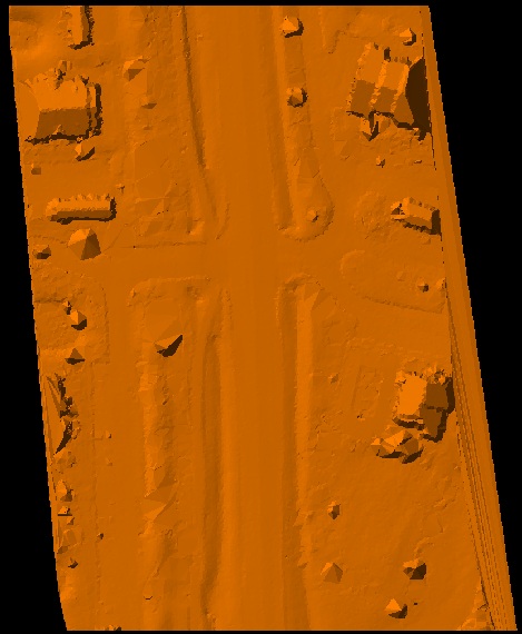 Ground-classified bare-earth surface model of a roadway corridor